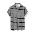 thumbnail image 1 of Penkiiy Hawaiian Bowling Shirts for Men Short Sleeve Stripe Printing Regular Fit Summer Beach Casual Button Down Aloha Shirts M Gray, 1 of 4