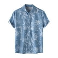 thumbnail image 1 of Penkiiy Hawaiian Shirt for Men, Unisex Summer Beach Casual Short Sleeve Button Down Shirts, Printed Clothing L Blue, 1 of 9
