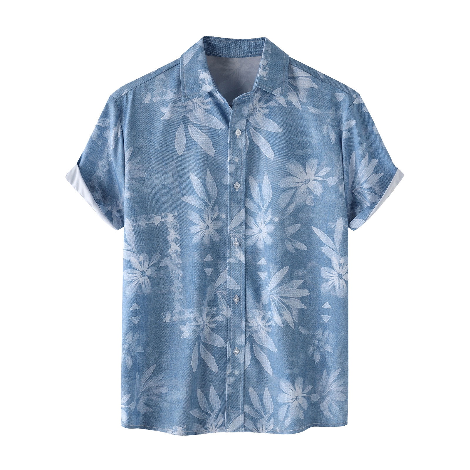 Camicia Hawaiana Originale KY's Palm Beach – 100% Cotone Con Bottoni In Cocco (Blu, Taglia S) - 2