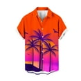 thumbnail image 1 of Penkiiy Hawaiian Shirt for Men, Unisex Summer Beach Casual Short Sleeve Button Down Shirts, Printed Palmshadow Clothing S Orange, 1 of 4
