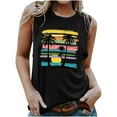 thumbnail image 1 of Penkiiy Hawaiian Tank Top Women Sunset Beach Tank Top Retro Sunset Palm Tree Shirt Coconut Tree Tee Summer Vacation Shirt L Black, 1 of 5