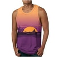 thumbnail image 1 of Penkiiy Hawaiian Tank Tops Men Summer Stylish Tropical Print Sleeveless T Shirt Workout Beach Vest Round Neck Casual Tee 4XL Purple, 1 of 4