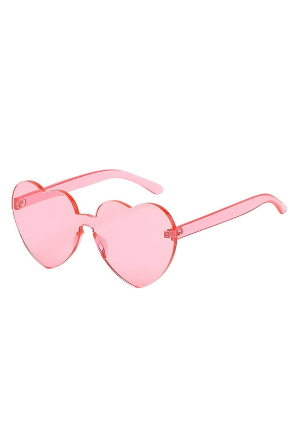 Heart Shaped Sunglasses Bulk, Colorful Rimless Fun Heart Sunglasses for Women Party Favors Pink