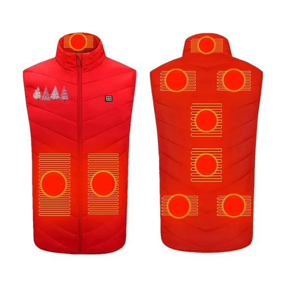 Penkiiy Heated Jacket for Men Women 2024 Winter New Heated Coat Soft Shell Warm Heating Jackets Outdoor Winter Clothes L Red