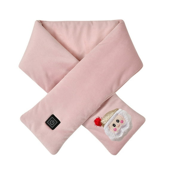 Penkiiy Heating Scarf with Santa Claus Accessories, Adjustable Heated Scarfs for Women Men,USB Heated Scarf Adjustable Neck Heating Scarf Detachable Plush Warming Neck Wrap Scarf Scarf Pink