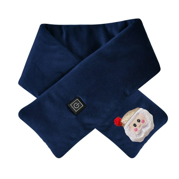 Penkiiy Heating Scarf with Santa Claus Accessories, Adjustable Heated Scarfs for Women Men,USB Heated Scarf Adjustable Neck Heating Scarf Detachable Plush Warming Neck Wrap Scarf Scarf Navy