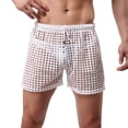 thumbnail image 1 of Penkiiy Hollow New Fashion Men's Loose Sexy Mesh Hollow Sexy Mesh Half Shorts Pants Mens Summer Shorts with Pockets Hiden Drawstring L White On Sale, 1 of 5
