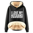 thumbnail image 1 of Penkiiy I Love My Husband Hoodie Sweater for Wife Womens Casual Winter Warm Fleece Sherpa Lined Pullover Hooded Sweatshirt Black, 1 of 3