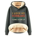 thumbnail image 1 of Penkiiy I Love My Husband Hoodie Sweater for Wife Womens Casual Winter Warm Fleece Sherpa Lined Pullover Hooded Sweatshirt Gray, 1 of 3