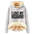 thumbnail image 1 of Penkiiy I Love My Husband Hoodie Sweater for Wife Womens Casual Winter Warm Fleece Sherpa Lined Pullover Hooded Sweatshirt Gray, 1 of 3