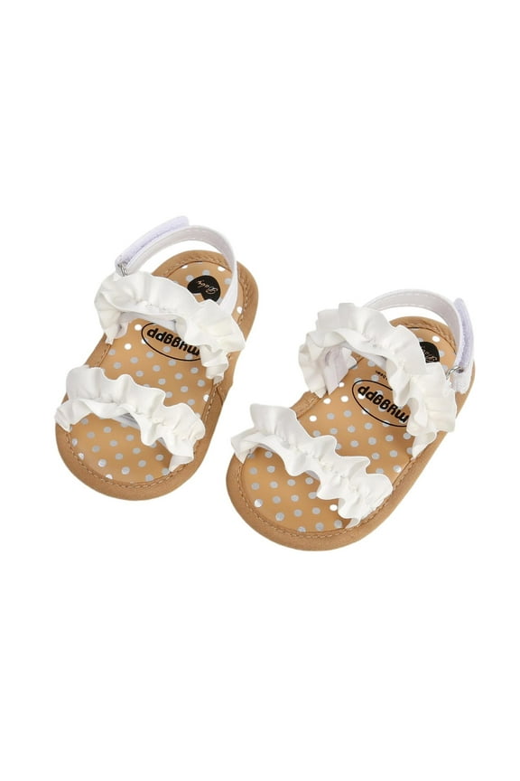 Infant Baby Girl Boy Sandals Summer Outdoor Beach Shoes Flower Bowknot Anti Slip Newborn Toddler First Walking Shoes White for 0-6 Months