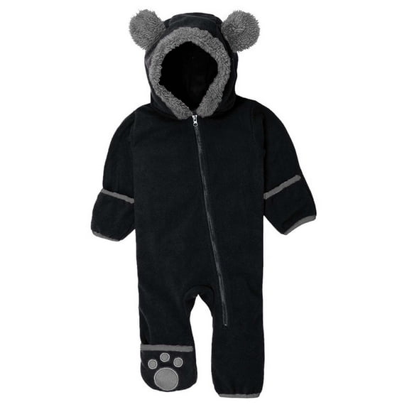 Penkiiy Infant Baby Girls Boys Solid Cartoon Ears Hoodie Romper Clothes Fleece Jumpsuit Cotton One-piece Romper 12-18 Months Black on Clearance