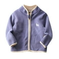 thumbnail image 1 of Penkiiy Infant Baby Girls Boys Winter Coat Solid Long Sleeves Toddler Fleece Jacket Zipper Up Outwear Overcoat Top Purple Clearance for 4-5 Years, 1 of 4