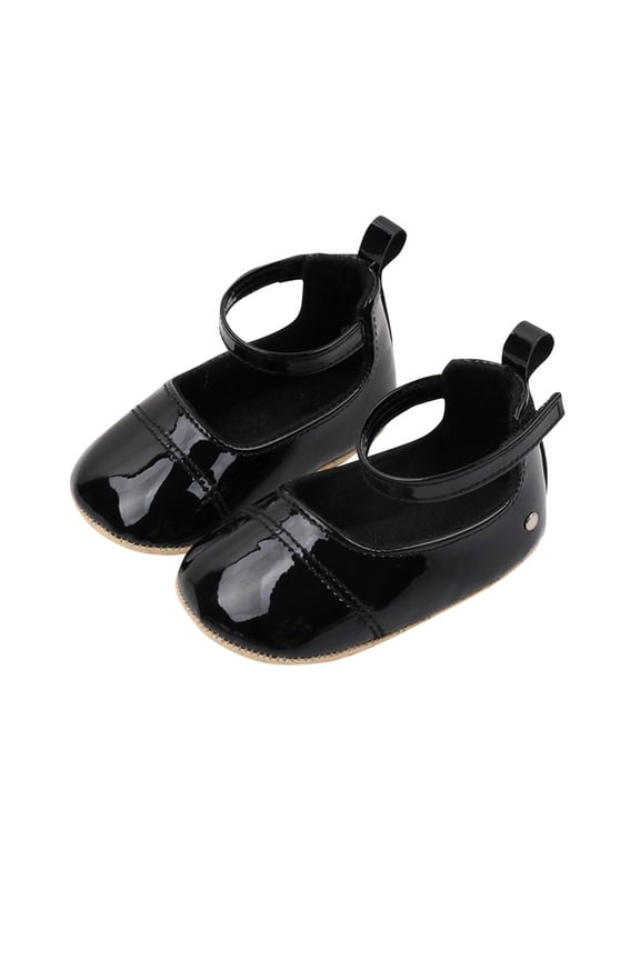 Infant Baby Girls Dress Shoes Bowkont Ballet Mary Jane Flats for Newborn Girl Non-Slip Soft Sole Toddler First Walkers Princess Wedding Shoes Black for 9-12 Months