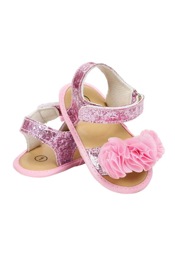 Infant Baby Girls Summer Sandals Newborn Toddler First Walker Crib Dress Shoes Pink for 6-9 Months