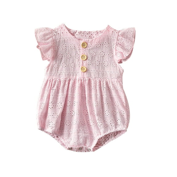 Penkiiy Infant Baby Girls Summer Sleeveless Cute Breathable Solid Color Rompe Baby Sleep and Play Pajamas 12-18 Months Pink 2023 Summer Deal