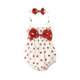 thumbnail image 1 of Penkiiy Infant Double Shoulder Strap Romper Baby Girl Summer Bow Jumpsuit Baby Strapless Bag Fart Suit Baby Sleep and Play Pajamas 3-6 Months Red 2023 Summer Deal, 1 of 9