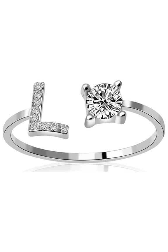 Initial Gold Rings for Women Initial Ring Adjustable Crystal Setting Initial Rings Prom for Women