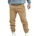 thumbnail image 1 of Penkiiy Joggers Men Loosening Waist Solid Color Pocket Trousers Loose Sports Trousers Track Pants XL Khaki, 1 of 5