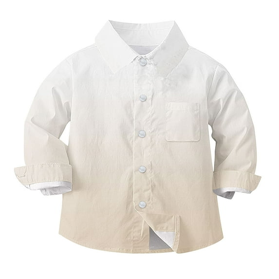 Penkiiy Kid Button Flannel Thick Shirt Fall Winter Coat Pocketed Shirts Coats Warm Gradient Tops Fall/Winter Clothes 12 Months Beige