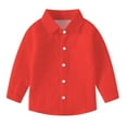 thumbnail image 1 of Penkiiy Kid Button Flannel Thick Shirt Fall Winter Coat Pocketed Shirts Coats Warm Solid Tops Fall/Winter Clothes 7 Years Red, 1 of 6