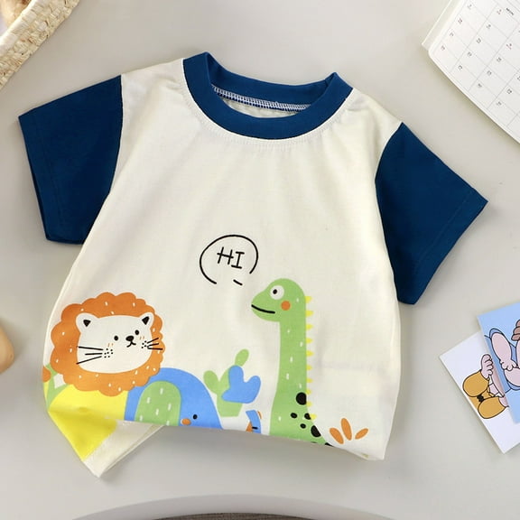 Penkiiy Kids Animal T-Shirt | Soft Summer Short Sleeve Tee for Boys & Girls