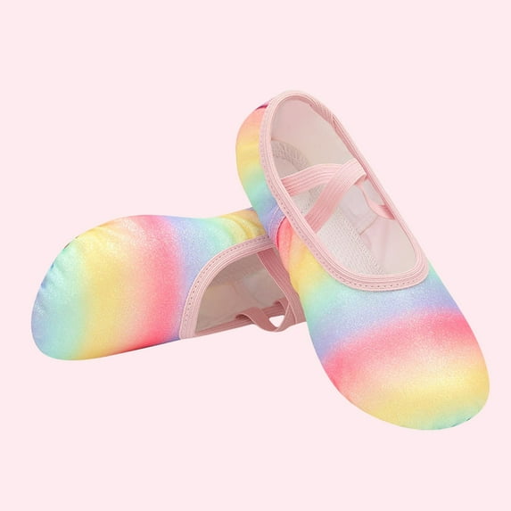 Penkiiy Kids Ballet Shoes | Trendy Gradient Colors Dance Sneakers for Girls/Boys | Yoga & Gym Soft Sole