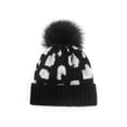 thumbnail image 1 of Penkiiy Kids Beanie Baby Toddler Cable Knit Children’s Leopard Pom Winter Hat Infant Newborn Winter Warm Knit Cap Winter Warm Hat Black, 1 of 4
