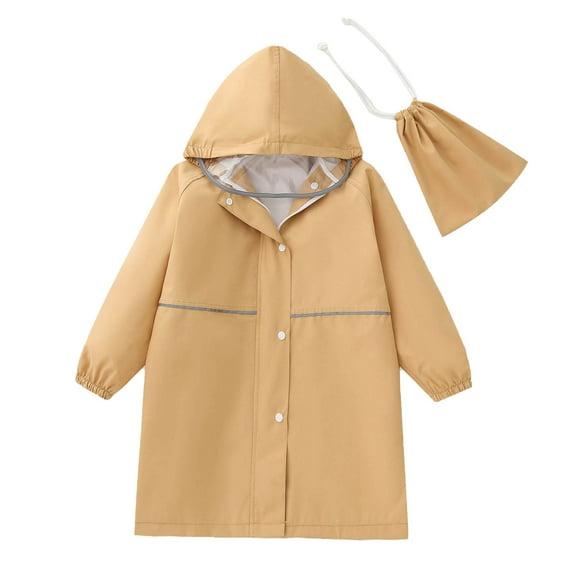 Penkiiy Kids Raincoat Boys Girls Toddler Rain Poncho Waterpoof Rain Jacket Children Cartoon Rainwear 14-15 Years Khaki