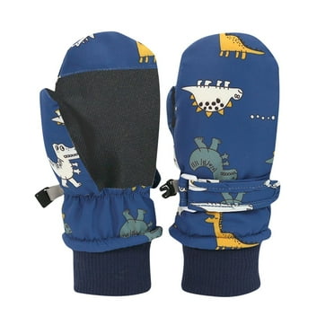 Penkiiy Kids Ski Mittens, Waterproof Snow Thinsulate Mittens Toddler Warm Winter Ski Snow gloves with String for Boys Girls Blue
