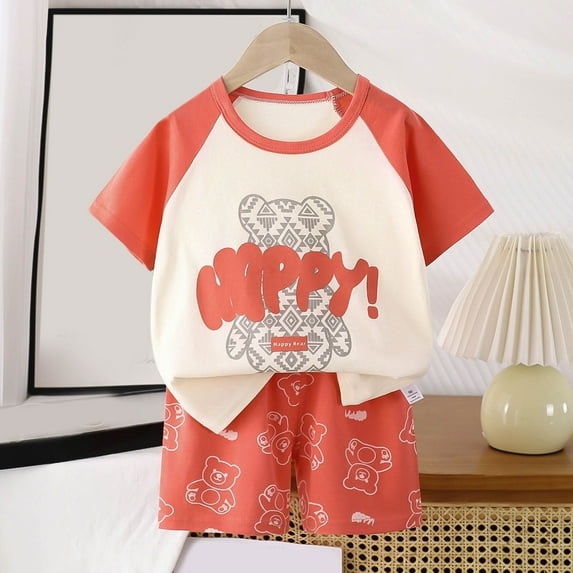 Penkiiy Kids Summer Animal Print Outfit 2-Piece Set - Ultra-Soft & Breathable Cotton T-Shirt + Shorts for Boys & Girls