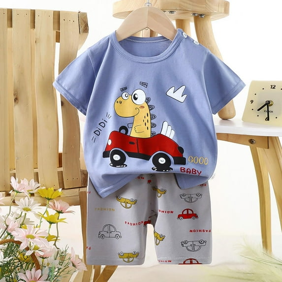 Penkiiy Kids Summer Animal Print Outfit 2-Piece Set - Ultra-Soft & Breathable Cotton T-Shirt + Shorts for Boys & Girls