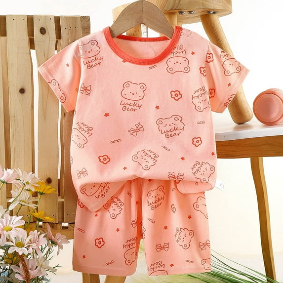 Penkiiy Kids Summer Animal Print Outfit 2-Piece Set - Ultra-Soft & Breathable Cotton T-Shirt + Shorts for Boys & Girls