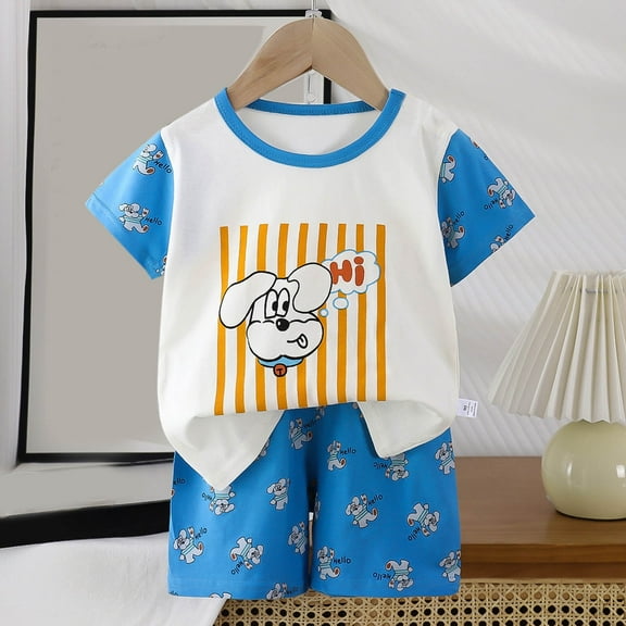 Penkiiy Kids Summer Animal Print Outfit 2-Piece Set - Ultra-Soft & Breathable Cotton T-Shirt + Shorts for Boys & Girls