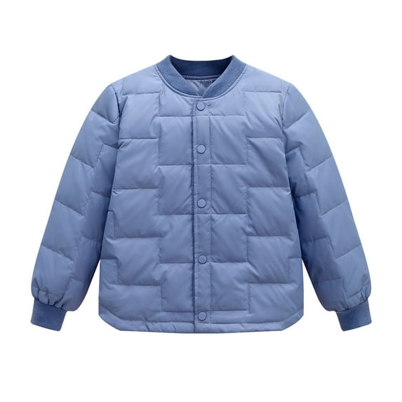 Penkiiy Kids Toddler Baby Girls Boys Winter Warm Thick Solid Cotton Long Sleeve Button Padded Clothes Coat Jacket Jacket Kids Blue Clearance for 9-10 Years