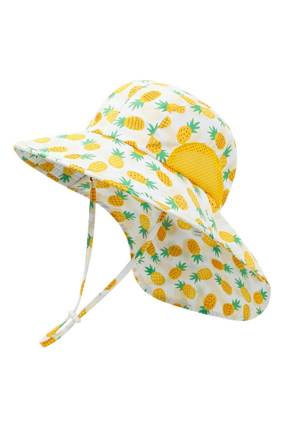Kids UPF 50 Sun Hat with Floral Print - Cotton Baby Bucket Hat for Summer Outdoor Vacation & UV Protection 1-4 Years Multicolor
