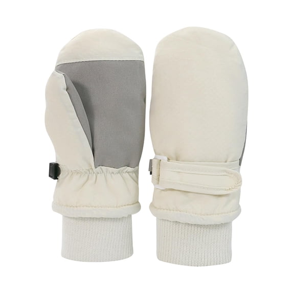 Penkiiy Kids Winter Snow Mittens Waterproof Warm Ski Gloves Unisex Gloves for Cold Weather Children White