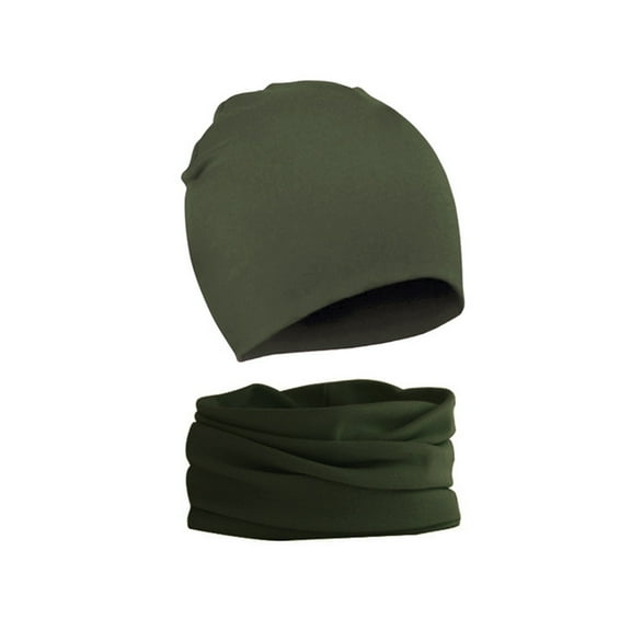 Penkiiy Knitted Baby Hat Scarf Set Winter Warm Boys Girls Beanie Fleece Lining Toddler Kids Hat Army Green