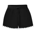 thumbnail image 1 of Penkiiy Lace Trim Shorts for Women Summer Casual Ruffle Shorts Plus Size Elastic Waist Flowy Lounge Pajama Short with Pockets 4XL Black, 1 of 5