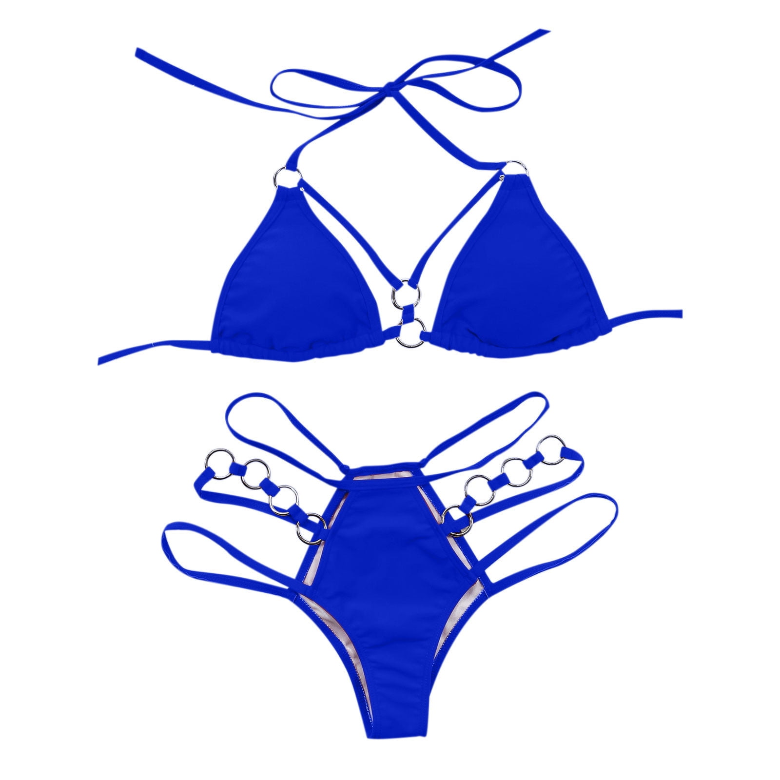 Swimsuit solid color three-piece bikini U-shaped decoration Swimsuit main image 1
