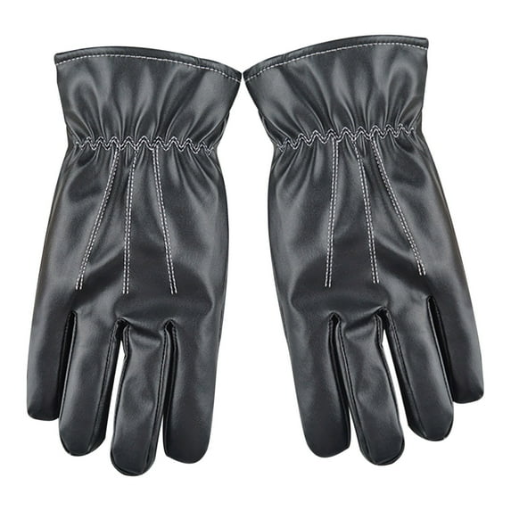 Penkiiy Leather Gloves for Men Warm Thermal Gloves Cycling Running Driving Gloves Outdoor Sports Screen black Gloves