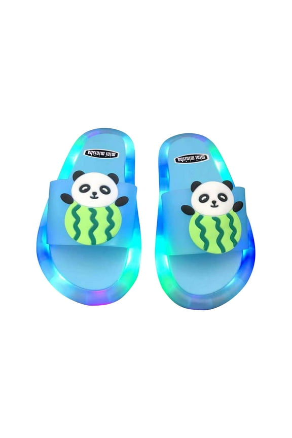 Led Happy Slippers For Summer Children's Cartoon Cute Sandals Shining Walking Artifact Cool Sandals for Kids 6-7 Years Light Blue 2023 Summer Deal