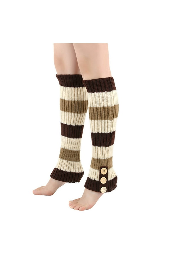 Leg Warmers for Women 80s Ribbed Knit Leg Warmer Crochet Long Knitted Button Boot Socks for Party Sports Casual Socks Leg Warmers for Women Coffee