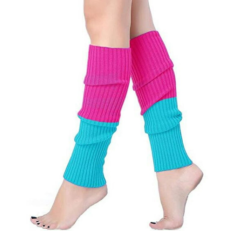 Penkiiy Leg Warmers for Women Girls 80s Ribbed Leg Warmer for Neon Party  Knitted Fall Winter Sports Socks Leg Warmers for Women Blue
