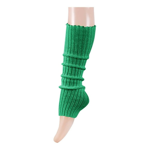 Penkiiy Leg Warmers for Women Girls 80s Ribbed Leg Warmer for Neon Party Knitted Fall Winter Sports Socks Leg Warmers for Women Green