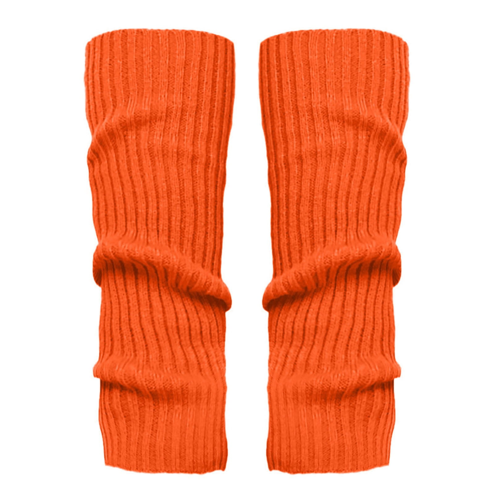 Penkiiy Leg Warmers for Women Girls 80s Ribbed Leg Warmer for Neon Party  Knitted Fall Winter Sports Socks Leg Warmers for Women Orange