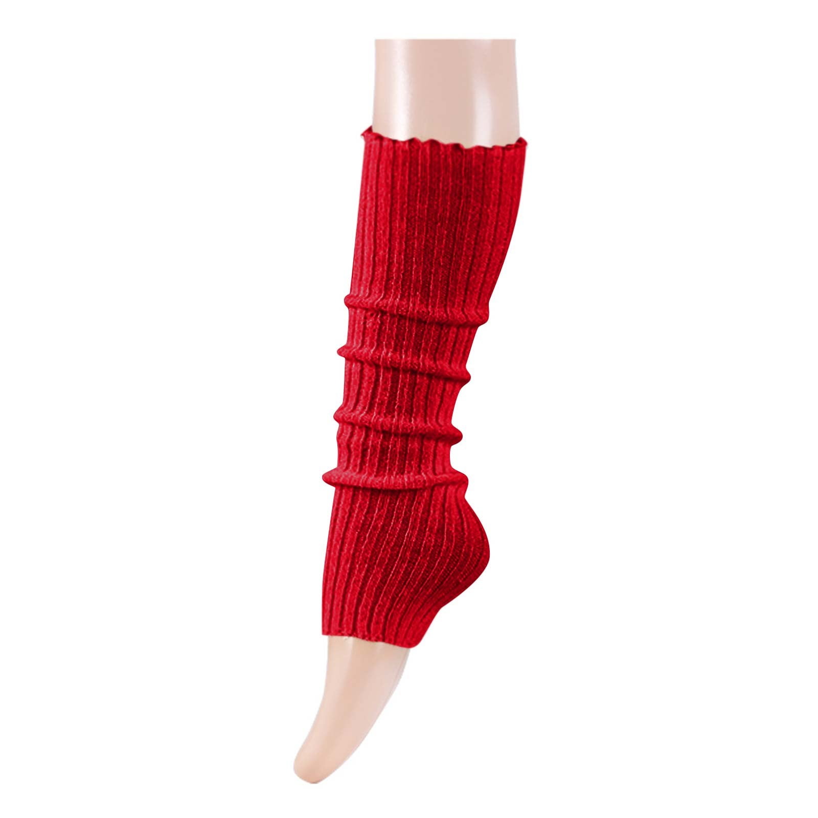 Penkiiy Leg Warmers for Women Girls 80s Ribbed Leg Warmer for Neon Party  Knitted Fall Winter Sports Socks Leg Warmers for Women Red