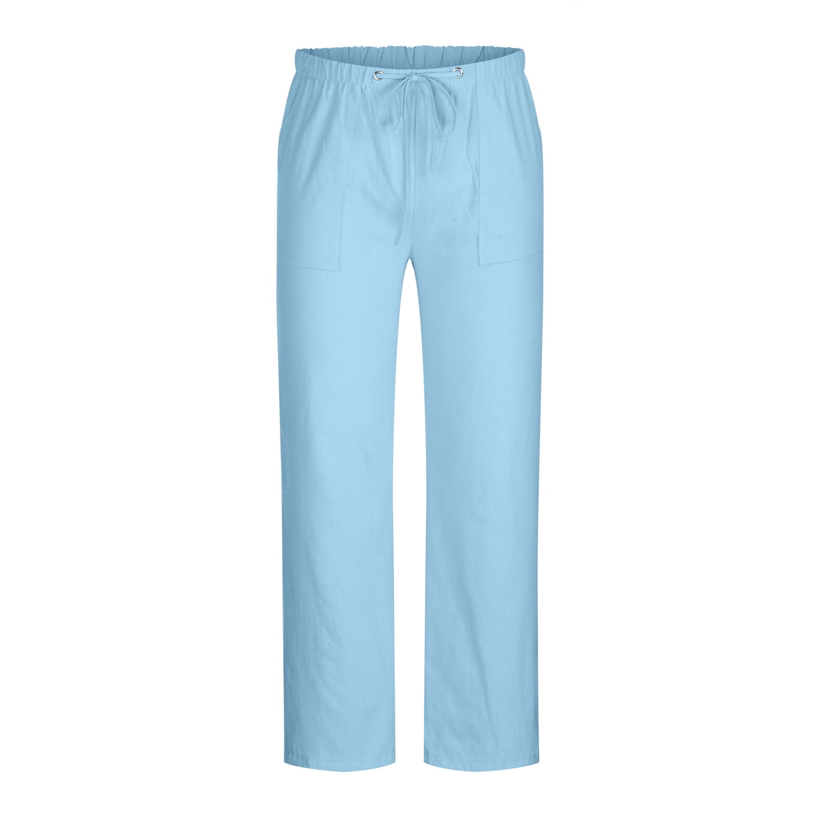 Men'S Blue Linen Cotton Track Pants