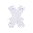 thumbnail image 1 of Penkiiy Little Girls Gloves, Princess Long Gloves Shiny Silky Satin Gloves for Kids Party, Wedding, Formal Pageant Ages 2 to 8 Years Old White, 1 of 3