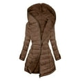 thumbnail image 1 of Penkiiy Long Puffer Jacket for Women,2024 Thickened Winter Coat Hooded with Deep Pockets, Ladies Warm Winter Jacket S Brown, 1 of 6